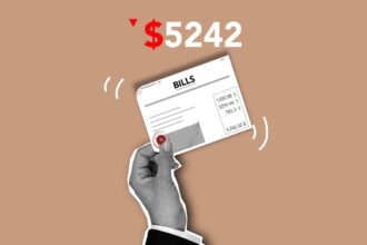 Debt consolidation loan – bill payment concept with financial elements