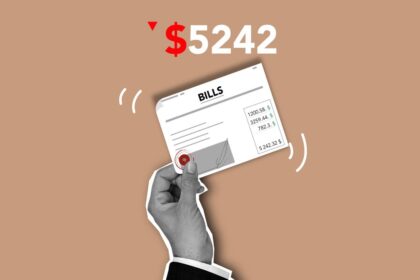 Debt consolidation loan – bill payment concept with financial elements