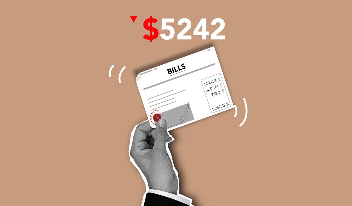 Debt consolidation loan – bill payment concept with financial elements