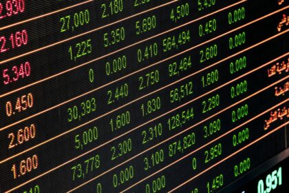 Dollar-cost averaging – stock market screen showing prices and trading data