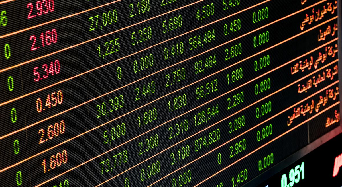 Dollar-cost averaging – stock market screen showing prices and trading data