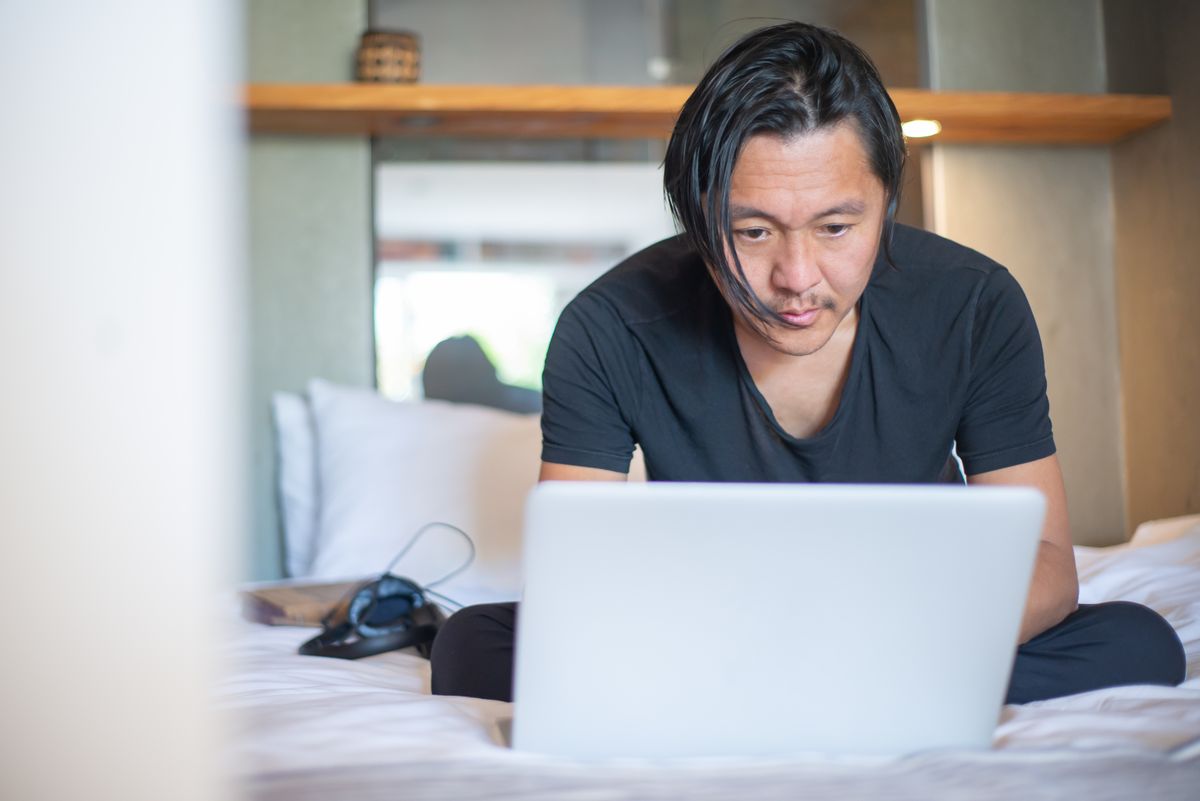 First freelance client – freelancer working from home on a laptop